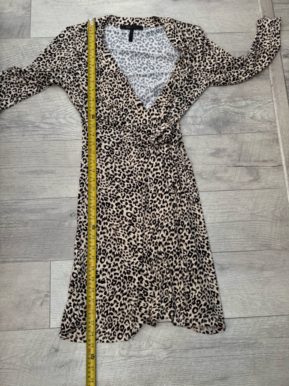 BCBGMaxAzria Leopard Print Wrap Dress - Beige and Black - Picture 7 of 8